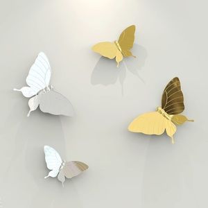 New! 3D Butterfly Wall Decor, 4Pcs Gold & Silver Butterflies Wall Sculptures Art